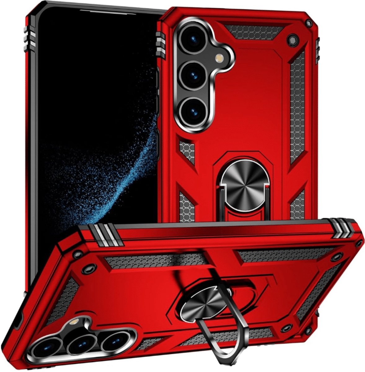 Casemania - Backcover - Armor hoesje met Ring - Geschikt voor Samsung S26 - Rood