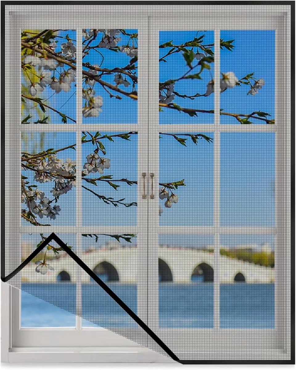 Insectenhor Raam Zwart Universele Maat 100x180cm - Houd Muggen Buiten en Laat Lucht Binnen