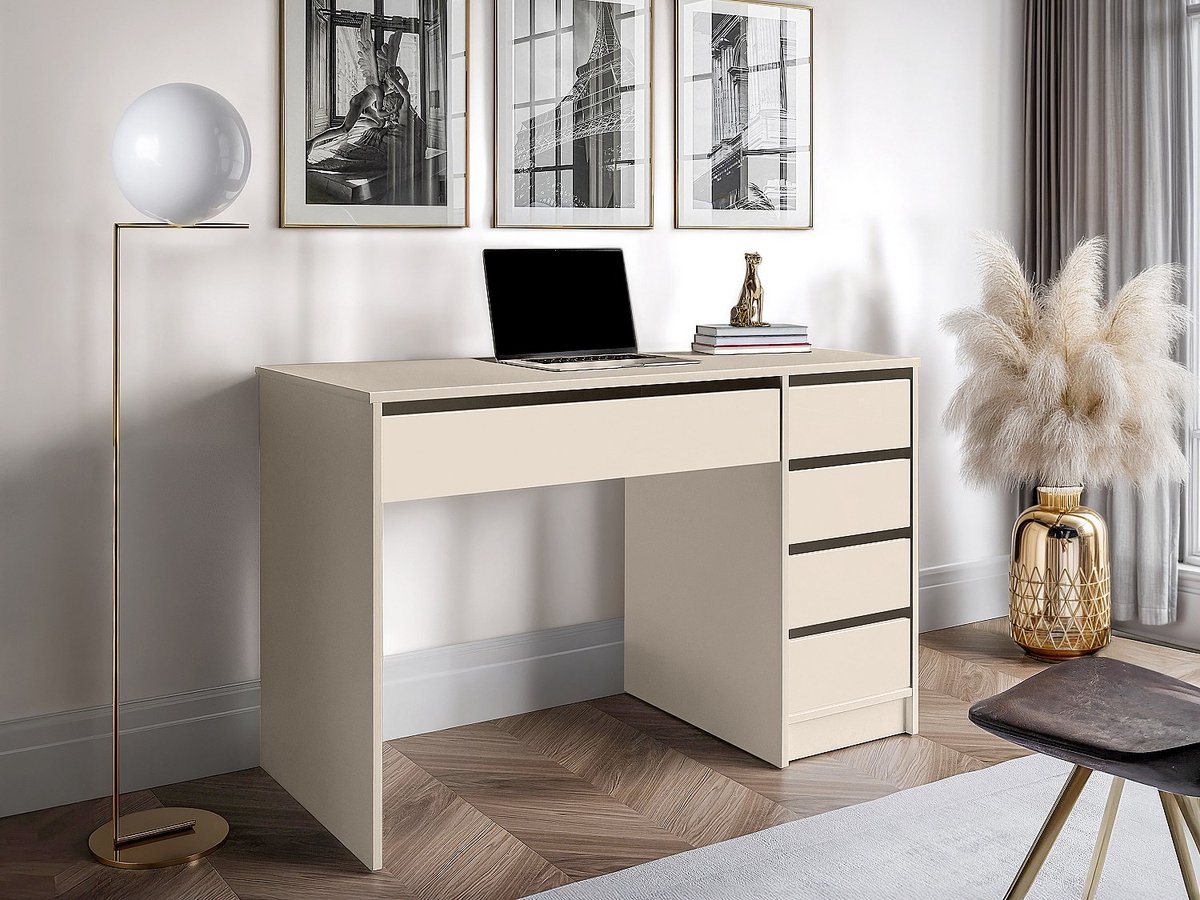 Vente-unique Bureau met 5 lades - Beige - JENEMI