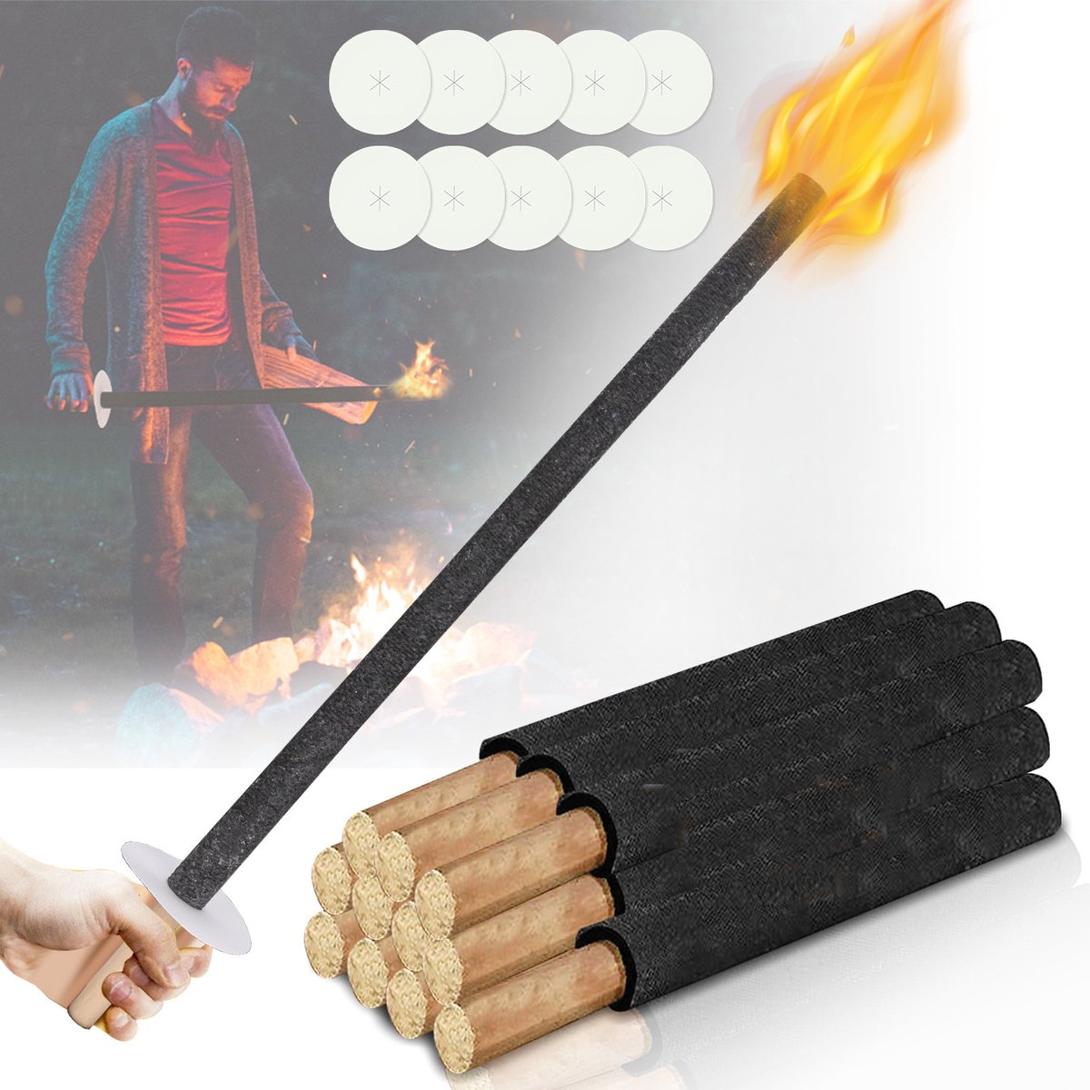 150 Stuks Wasfakkels 72 cm Ø3 cm – Tuinfakkels en Fakkels voor Buiten met Handbescherming en Druipbescherming – Voor Optocht, Avondwandeling en Sint Maarten