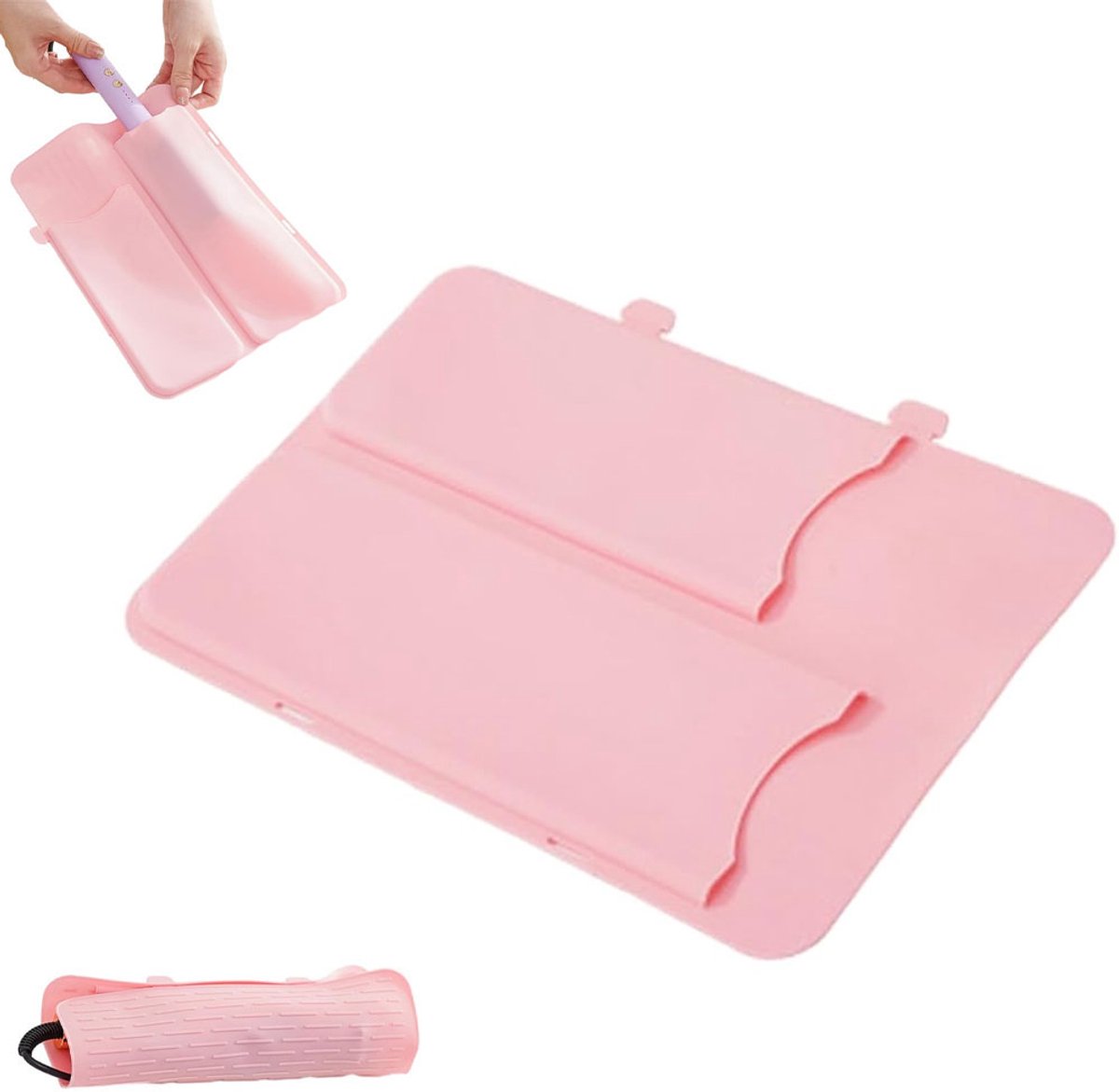 Hittebestendige Mat - Siliconen Sleeve - Stijltang mat - Krultang mat - Hittemat - Heat Protector - Siliconen beschermhoes - Hittemat - Voor krultangen, stijltangen, stijltangen en hulpmiddelen voor haarstyling - 30*20.5*0.4CM - Roze