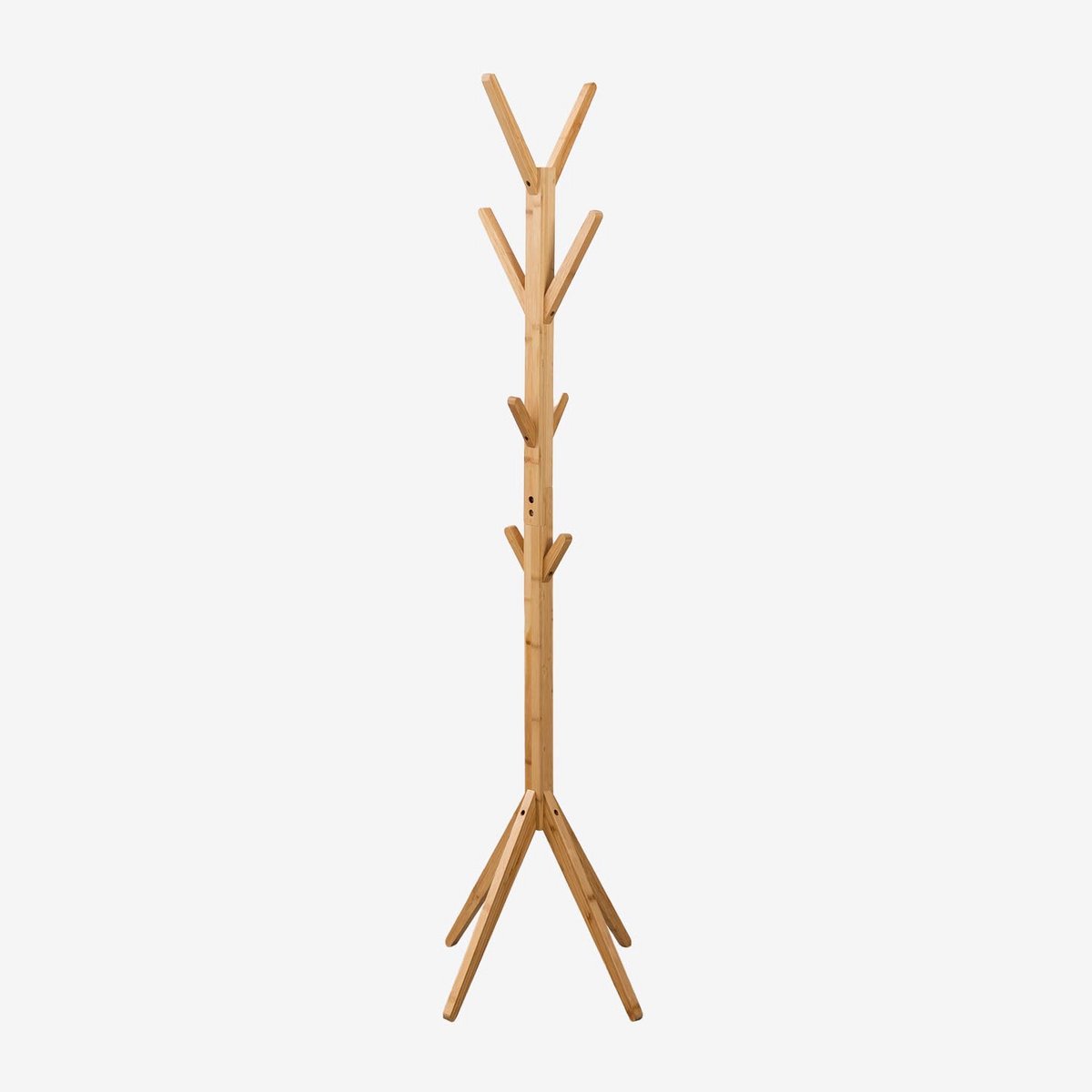 Bamboo vloer kapstok met haken voor jassen en tassen