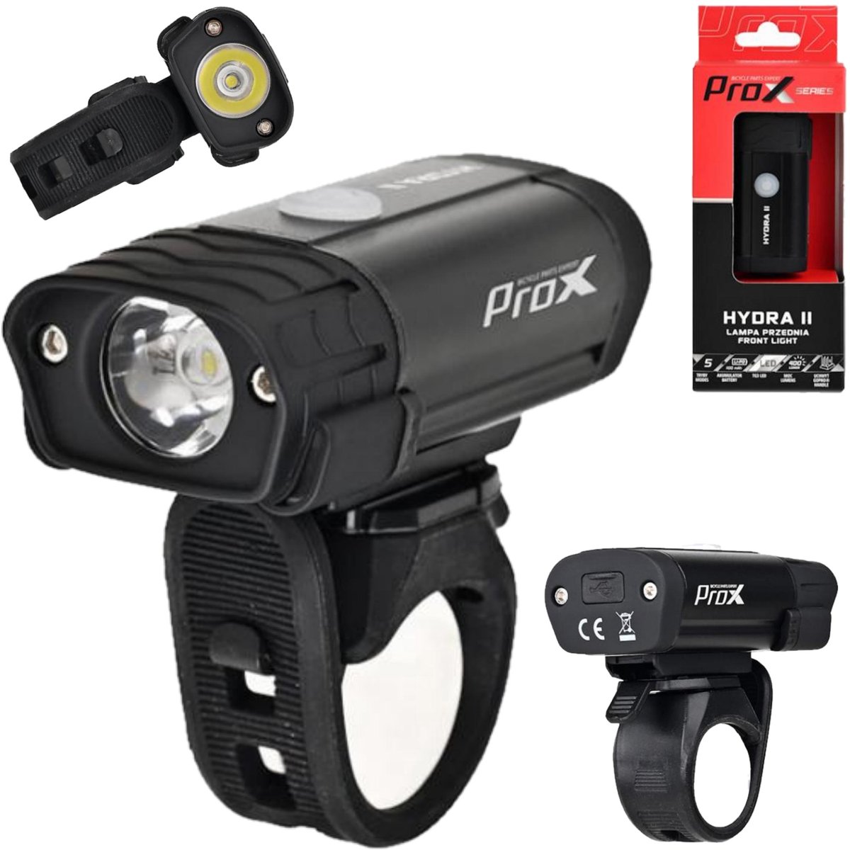 ProX Hydra II Series - Voorlamp Fiets - 400 Lumen - USB-C Oplaadbaar - Inclusief GoPro Mount