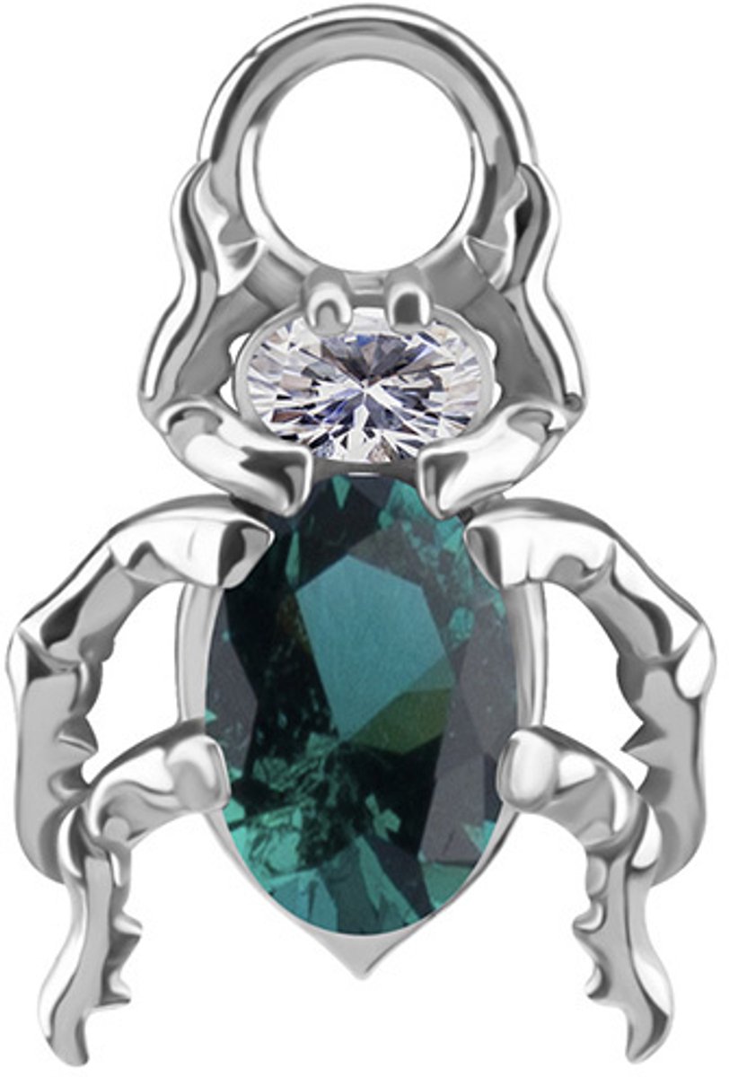 Crazy Needles - CoCr NF Charm - Groene Nano Gems - Zilverkleurig - D-085