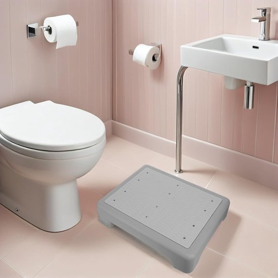 Antislip Badkruk - Opstapje Stabiliteit - Valpreventie Badkamer - Extra Breed Platform - 43 x 33.5 cm - Lichtgrijs — afbeelding 3