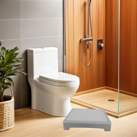 Antislip Badkruk - Opstapje Stabiliteit - Valpreventie Badkamer - Extra Breed Platform - 43 x 33.5 cm - Lichtgrijs — afbeelding 4