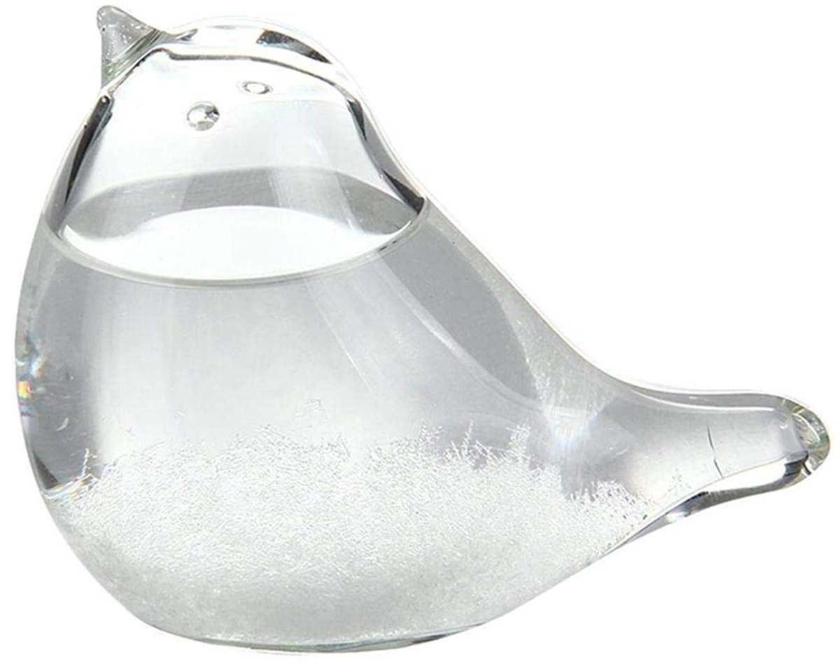 Stormglas Weervoorspeller - Kristallen Weerstation - Decoratief Barometer - Vogelvormig Design - 8x5x4cm - Transparant