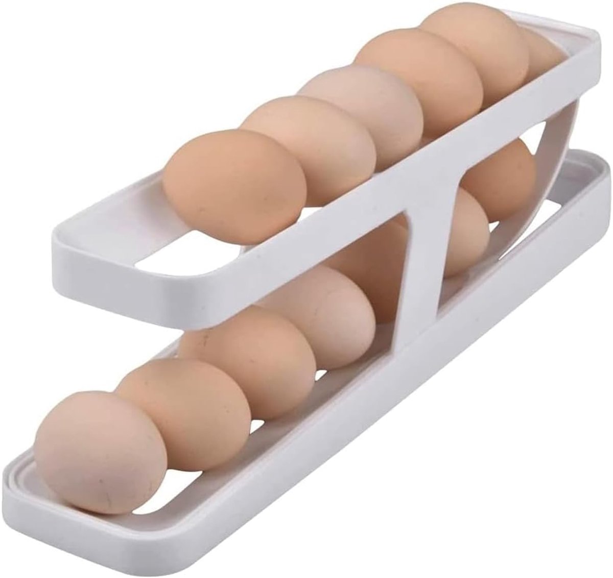 Eierhouder - Eierdoos Eierrek - Keuken Organizer - Voor 12-14 Eieren - 10x10x10 cm - Wit