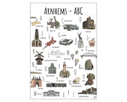 ABC Poster Arnhem - 30 x 40 cm - Educatieve Letterposter met Handgetekende Illustraties - Kinderkamer & Wanddecoratie - Woondecoratie - Relatiegeschenk