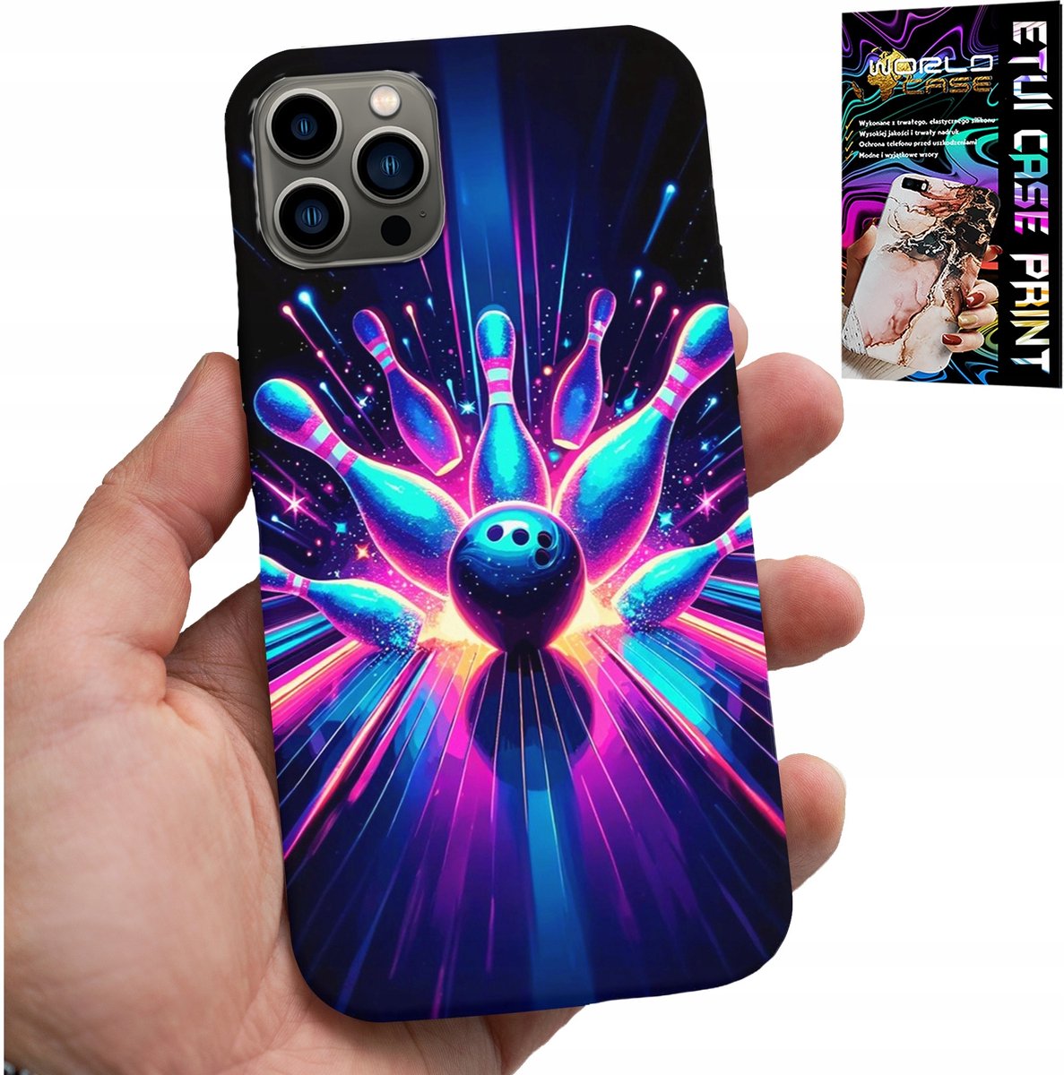 HOESJE VOOR IPHONE 12 PRO MAX - BOWLING STRIKE COVER, ACHTERKANT
