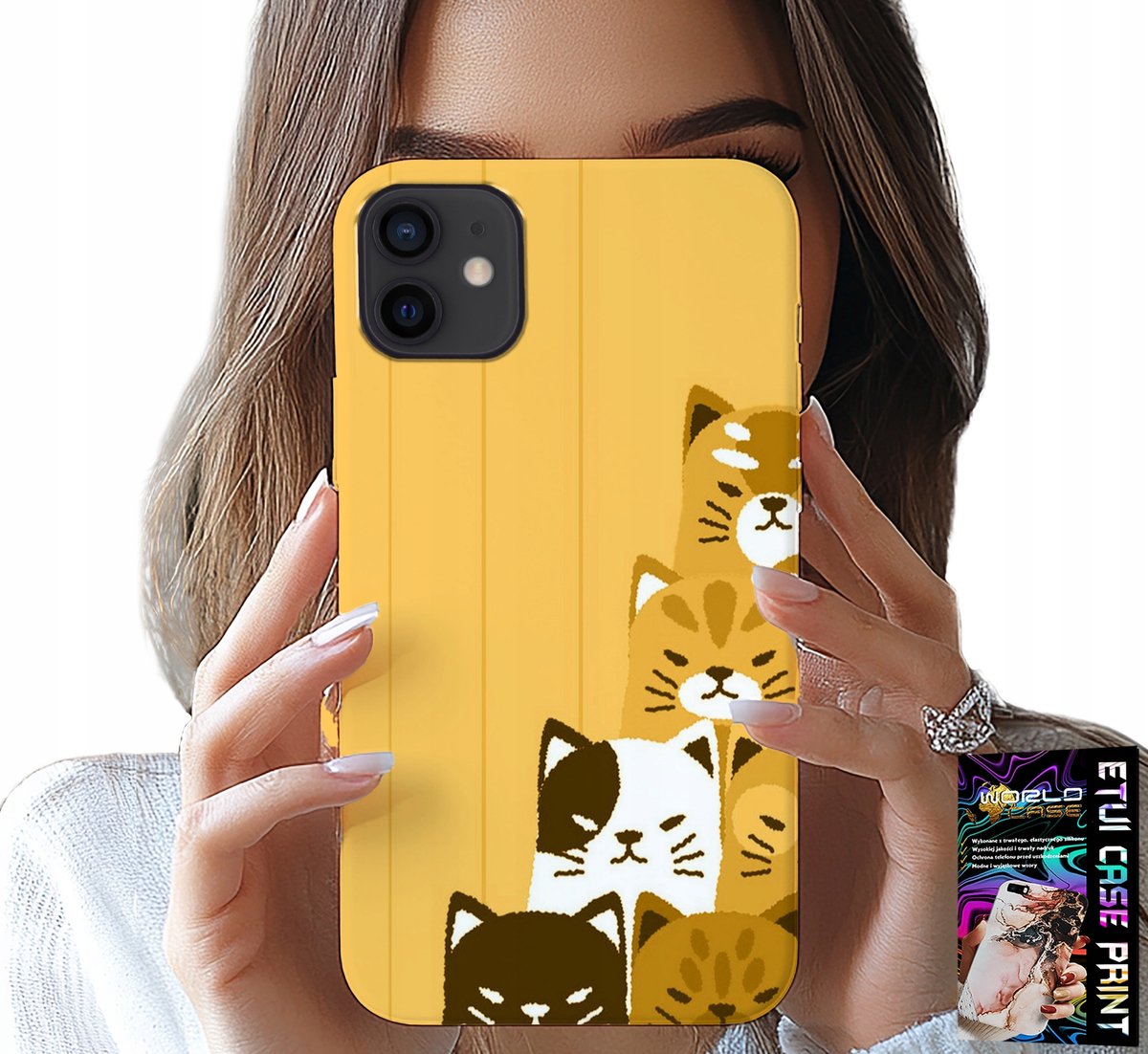 HOESJE VOOR IPHONE 12 MINI - LOVE CAT, PATRONEN MET KAT, HOESJE + GLAS