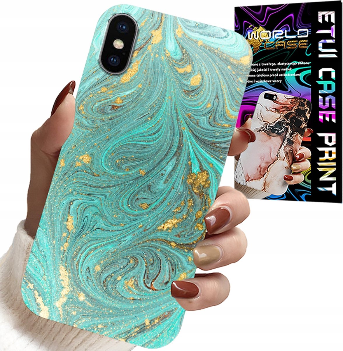 iPhone XS Max hoesje - marmerpatroon + gehard glas