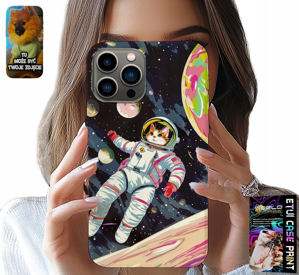 HOESJE VOOR IPHONE 13 PRO - KAT ASTRONAUT RUIMTECAT