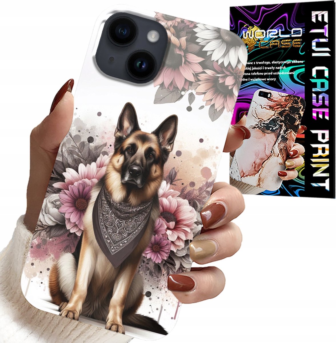 HOESJE VOOR IPHONE 14 PLUS - HONDENHOESJE MET DE AFBEELDING VAN EEN DUITSE HERDER