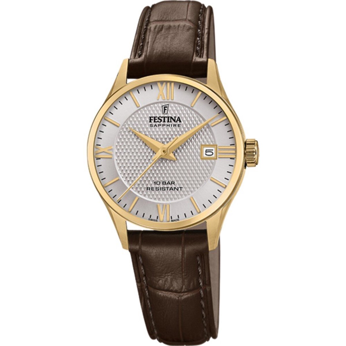 Festina Swiss Made Horloge - Festina dames horloge - Goud - diameter 29 mm - goud gecoat roestvrij staal