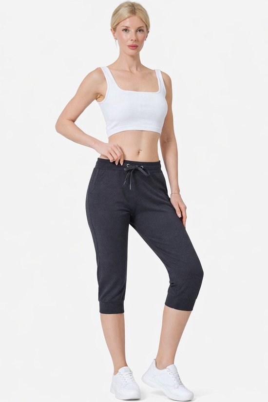 Pantalon Capri Smith & Solo pour femme, jogging court, pantalon d'été, anthracite, S