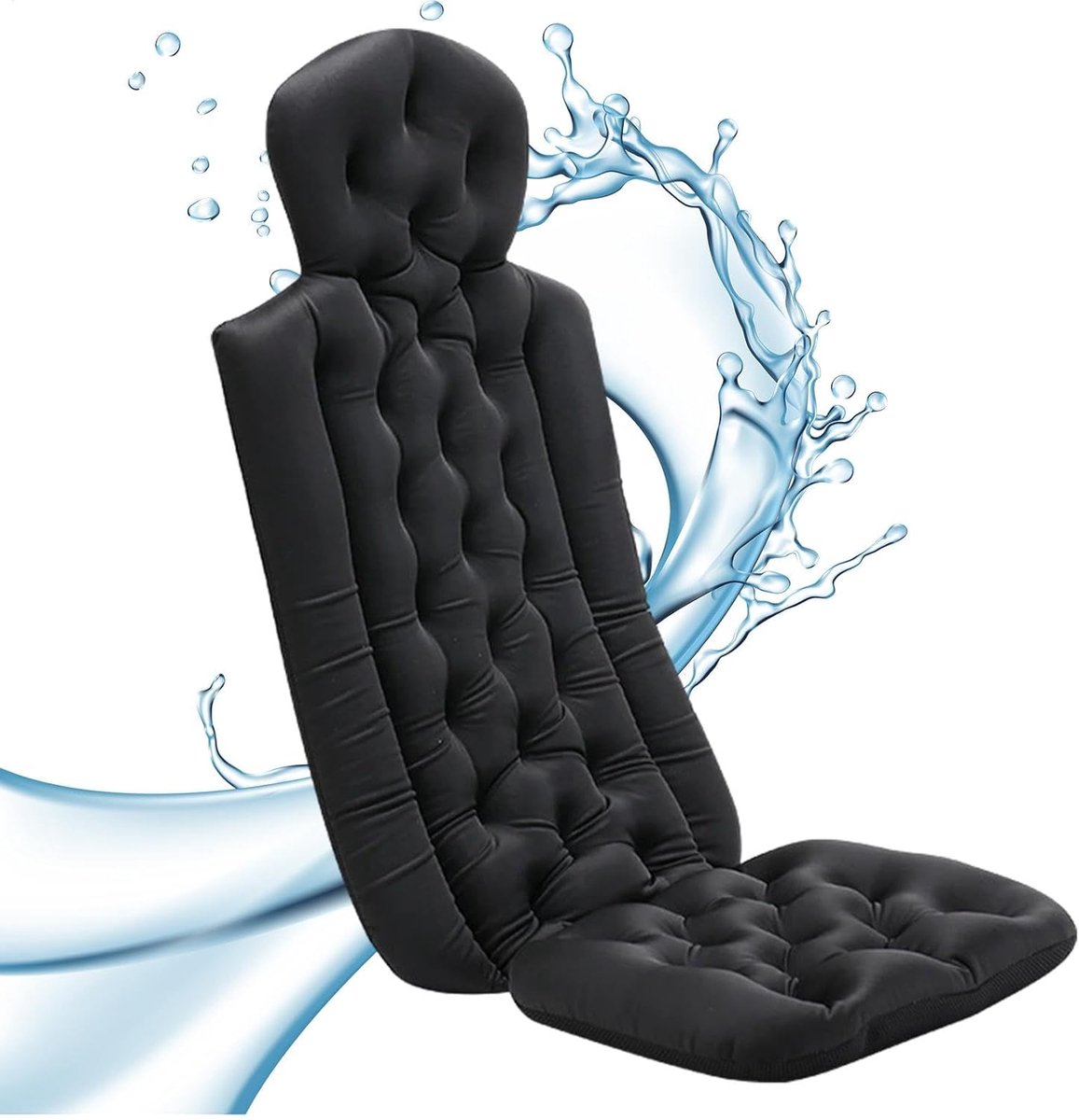 Badkussen - Badmat - Ontspanning in bad - Antislip zuignappen - 39x32x76cm - Zwart