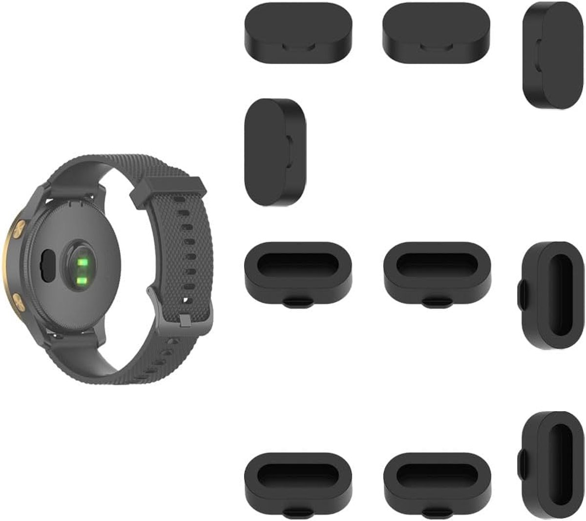 Stofplug Set - Poort Beschermers - Smartwatch Opladen - 10 Stuks - 1 cm - Zwart