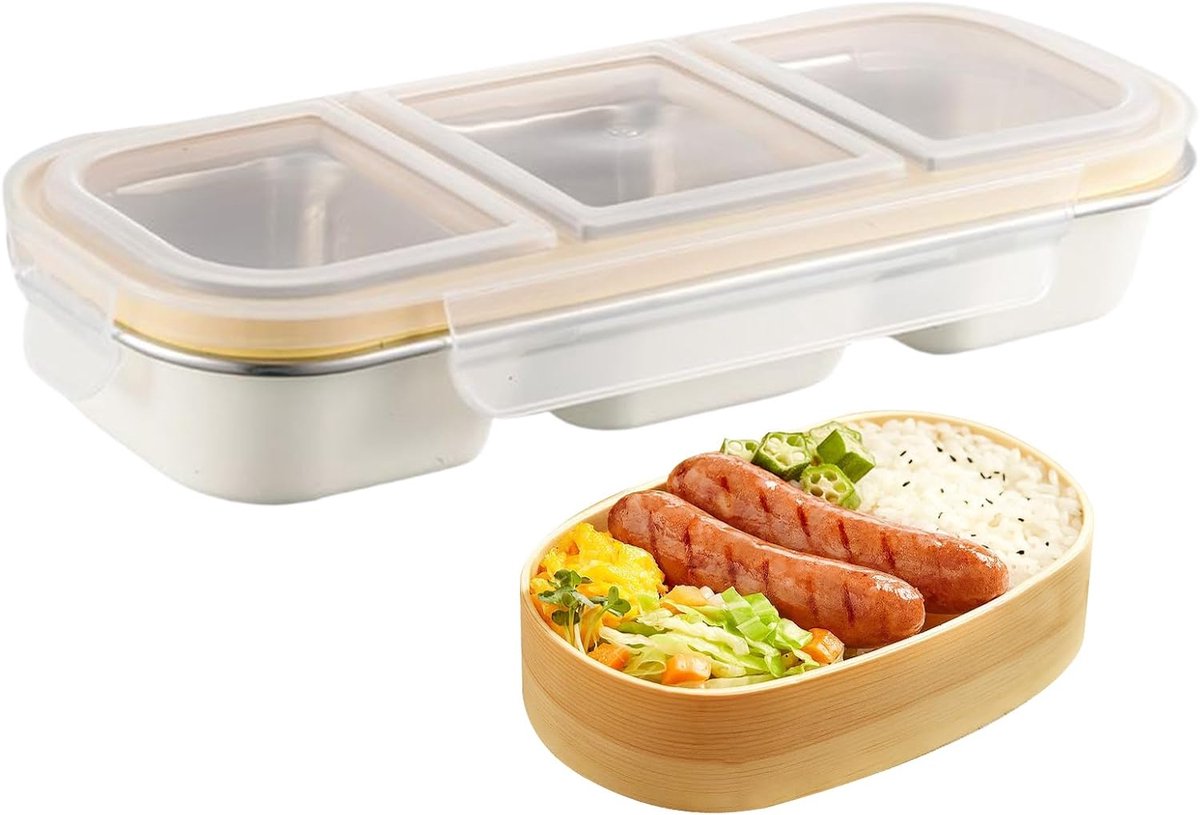 RVS Lunchboxen - Snack Container - Maaltijd Prep - Lekvrij Ontwerp - 26 x 11 x 5 cm - Beige