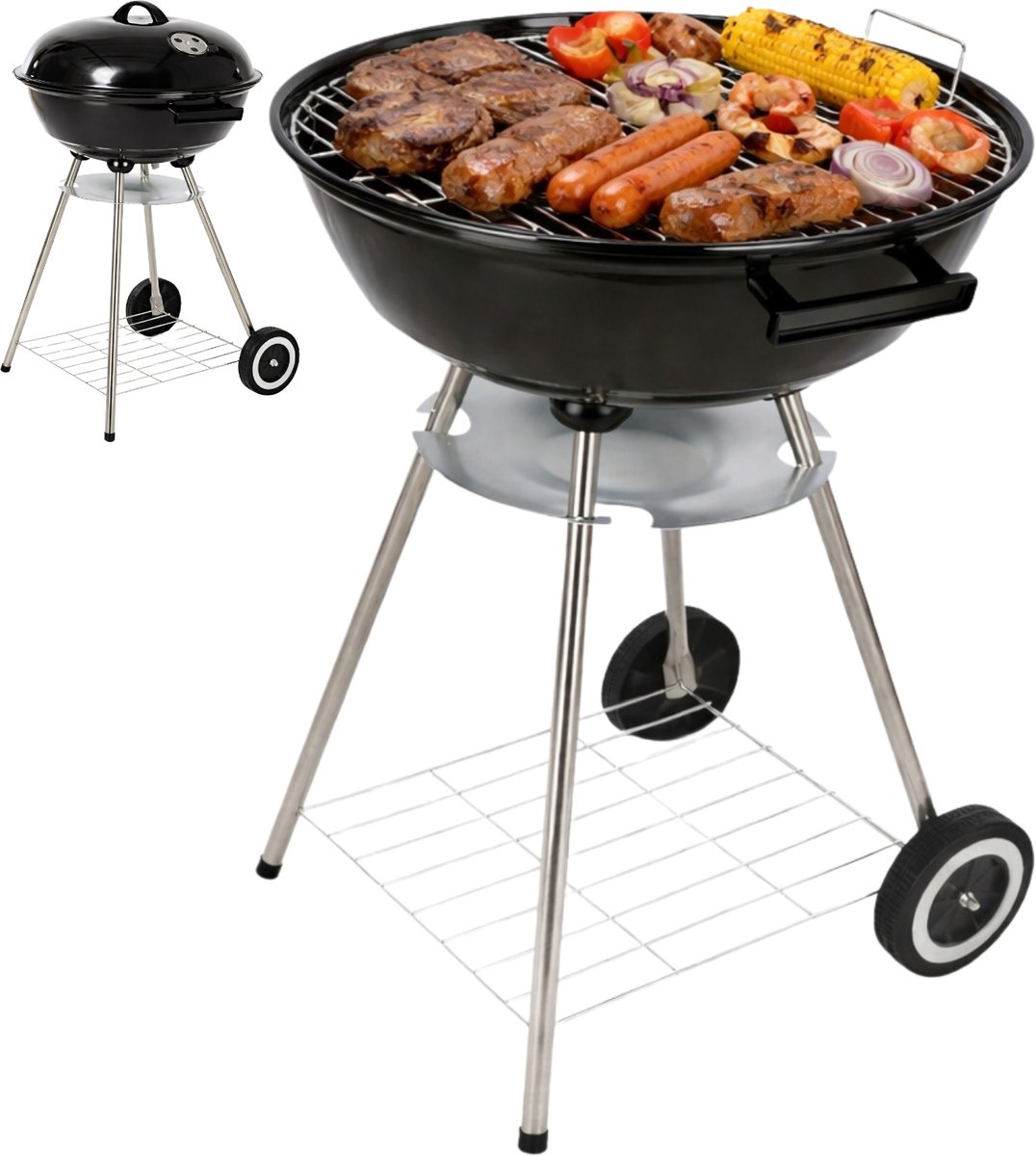 Lomera Houtskoolbarbecue - Houtskool BBQ - Houtskool Barbecue - Kogelbarbecue - Kogel BBQ - Barbecue op Wielen - BBQ op Wielen - Houtskoolbarbecue op Wielen - Houtskool BBQ met Wielen