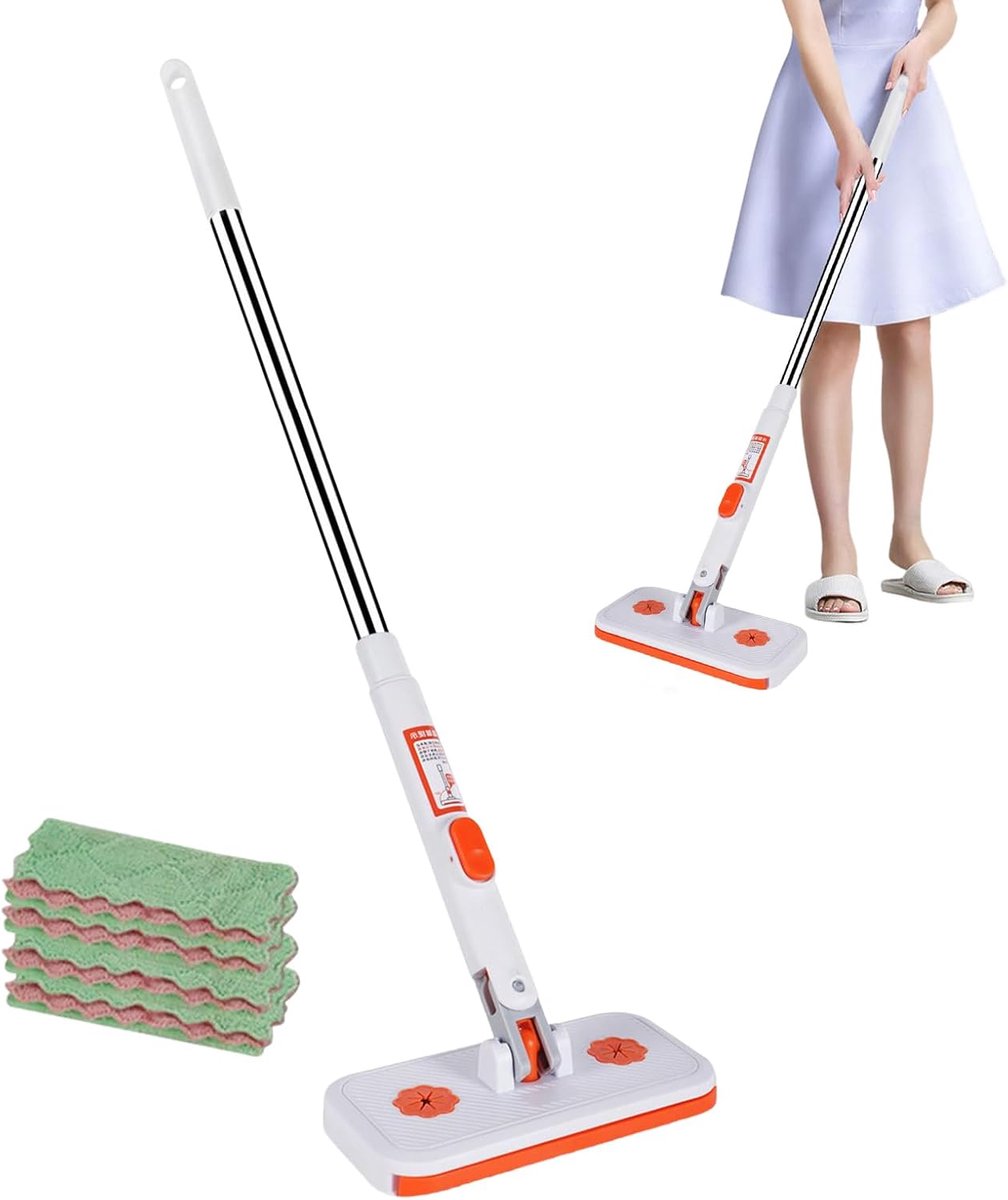 Vloer Mop - Reinigingsmop - Vloeren Schoonmaken - No-Touch Ontwerp - Verstelbare Steel