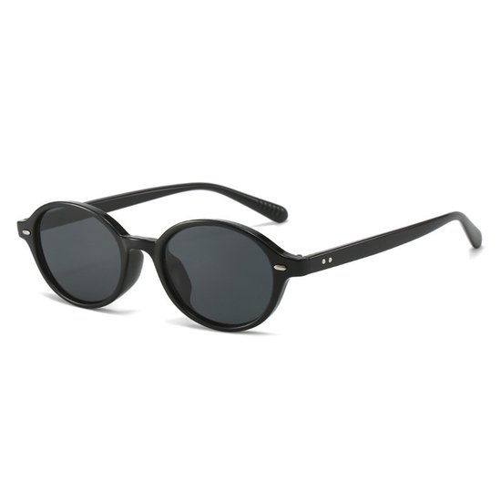 Zonnebril - Unisex - Retro ovale zonnebril - Ronde zonnebril - Lichtgewicht en compact - Stijlvolle ovale bril - Met UV400-bescherming, geschikt voor buitenactiviteiten, kamperen en klimmen. Zwart