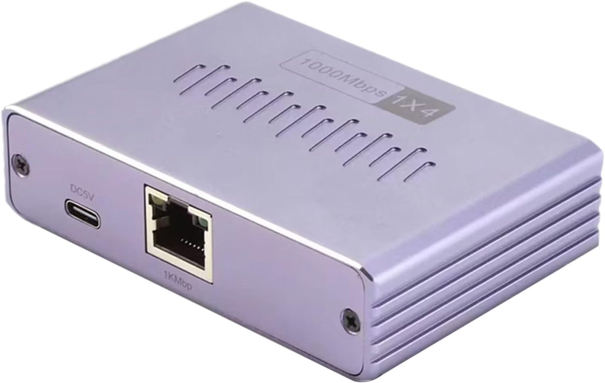 Ethernet Splitter - Netwerk Hub - Internet Delen - 1 naar 4 Poorten - 14 x 8 x 3 cm
