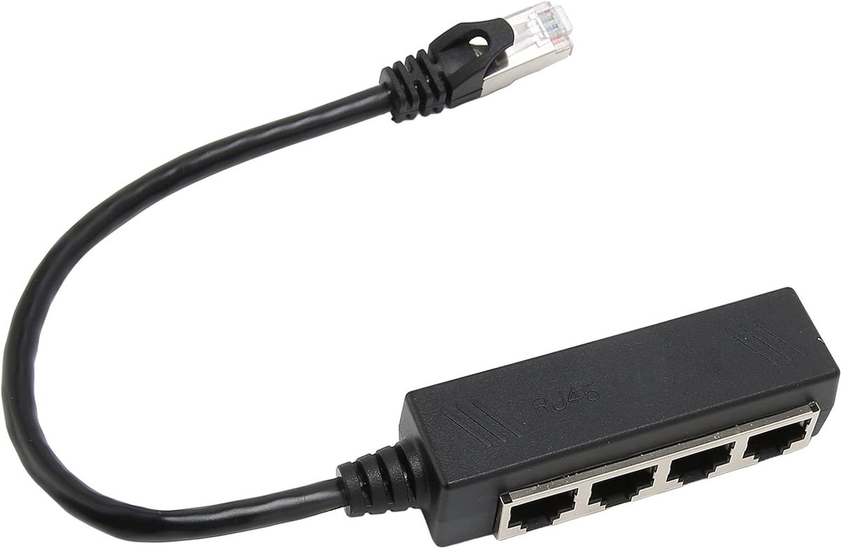 Ethernet Splitter Kabel - Netwerk Adapter - Netwerk Uitbreiding - Signaal Stabiliteit - 1.8 Meter - Zwart