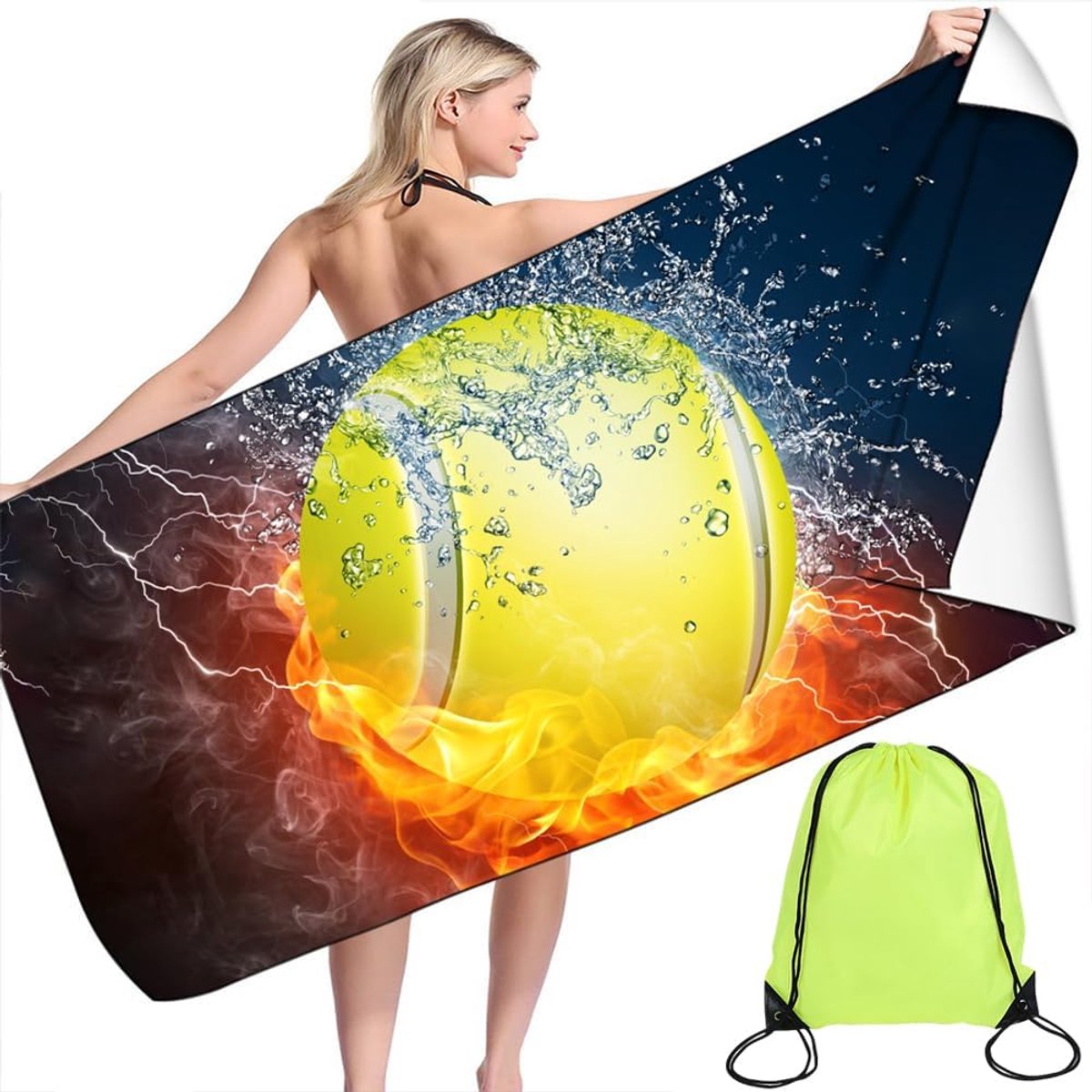 Strandhanddoek - Badhanddoek Sport - Zwemmen Surfen - Snelle Droogtijd - 150x75cm - Blauw