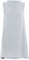 Knit Factory Robe Sola pour femmes - Robe d'été - Robe décontractée pour femmes - Robe légère en mousseline - Robe d'été - 100 % coton écologique - Col en V - Juste au-dessus du genou - Bleu Serein - 40/42