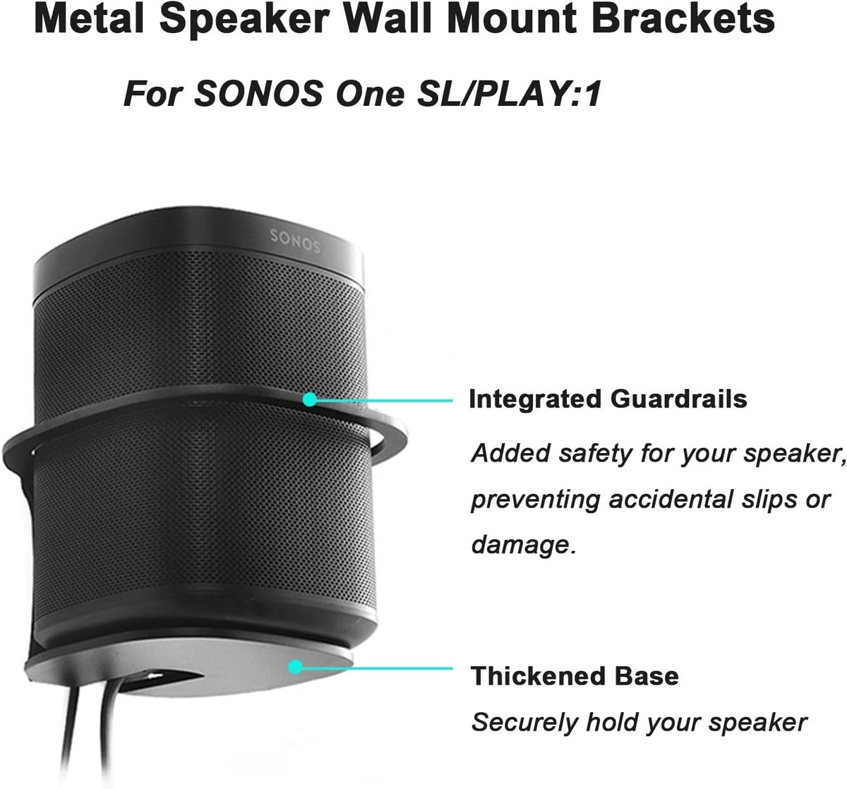 Muurbeugel Luidsprekers - Houder Speakers - Home Audio - Zware Metalen Constructie - 15KG Draagvermogen - Zwart/Zilver