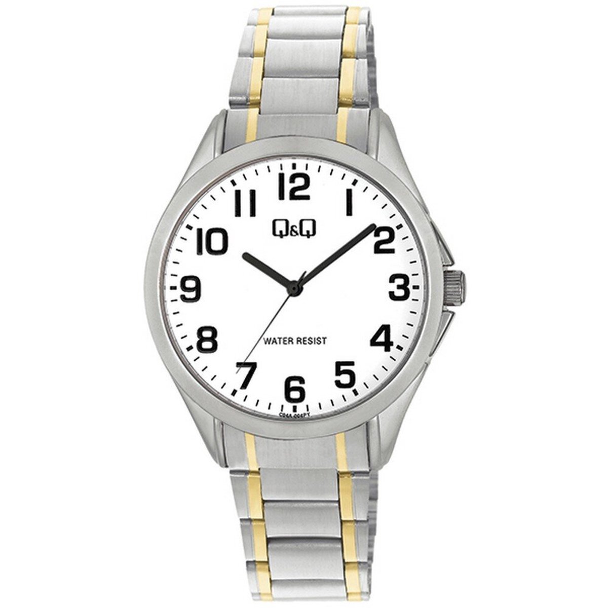 QQ C04A-004PY - Horloge - Analoog - Mannen - Heren - Stalen band - Rond - Metaal - Cijfers - Zilverkleurig - Goudkleurig - Wit