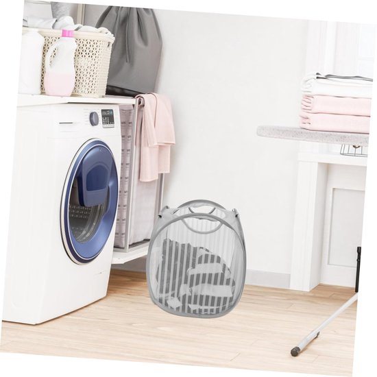 Wasmand Opvouwbaar - Kledingmand Speelgoedmand - Opruimen Thuis - Met Handgrepen - 42x37x37cm - Grijs — afbeelding 4