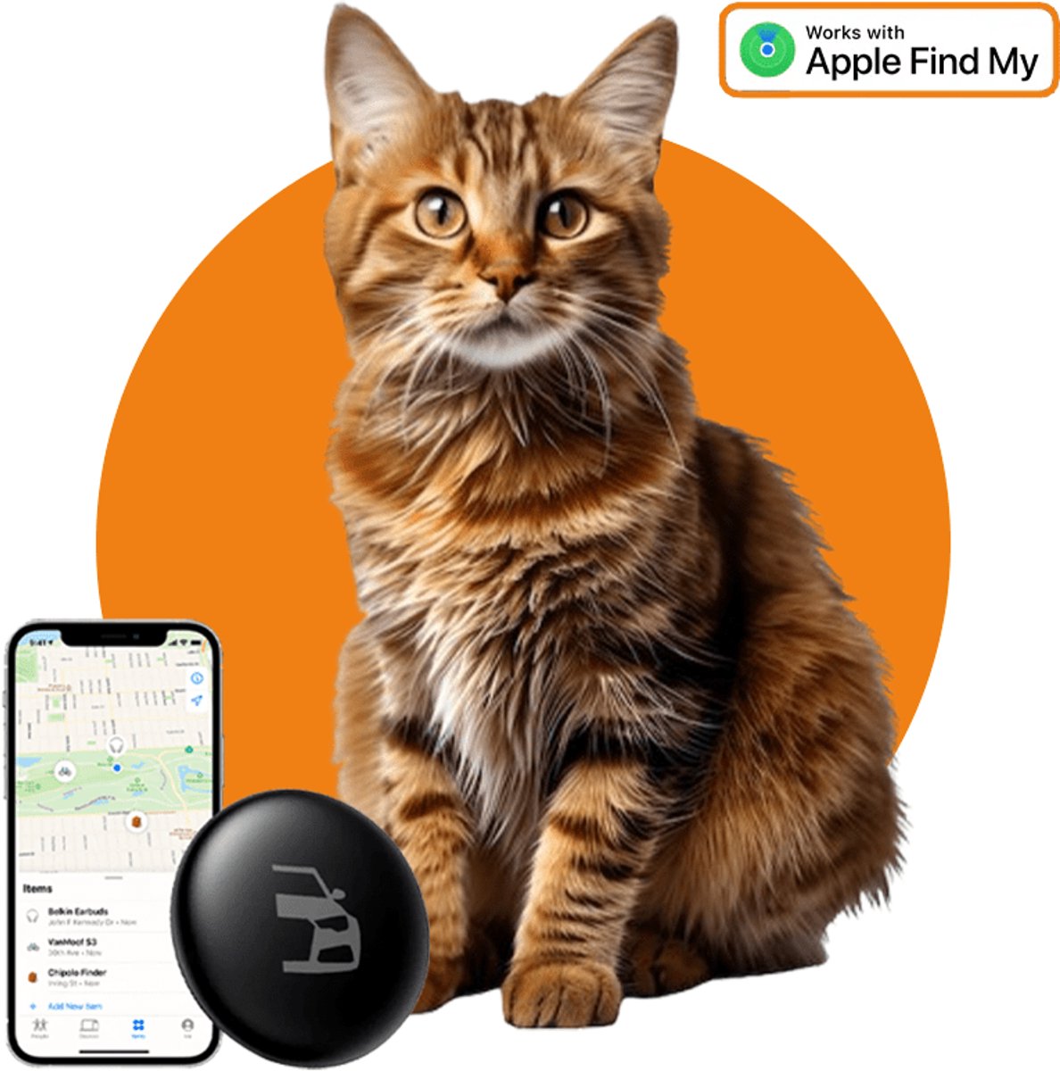 VCTparts® Smart Tag Bluetooth/GPS Kattentracker – Volg je Huisdier met Tracer Maps en Zoek Mijn App iOS/iPhone – Zwart