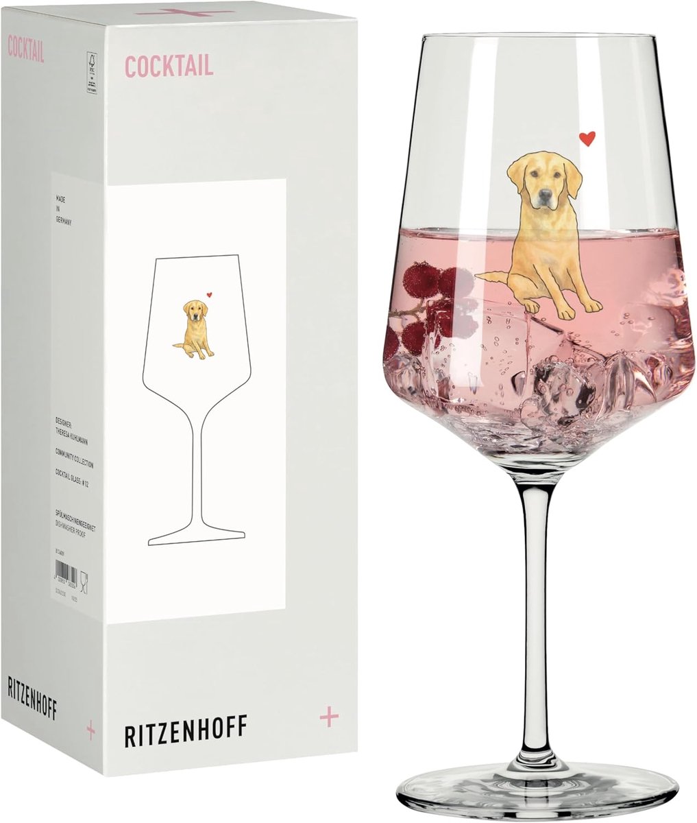 Cocktail Glas - Hoge Glas - Drank Serveren - Lieflijk Hond Design - 500 ml