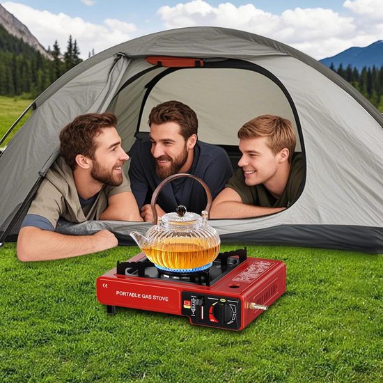 Kampeer kooktoestel - Backpacking brander - Outdoor koken - Dubbel mechanisme - 36 x 28 x 92 cm - Rood — afbeelding 4