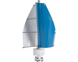 Verticale windturbine - Windgenerator - Groene energie - Schroefvormige constructie - 40x71 cm - Wit blauw