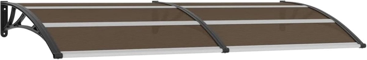 Deurluifel Polycarbonaat - Regenbescherming Huis - Buiten Entree - Weerbestendig Frame - 240 x 100 cm - Bruin Zwart
