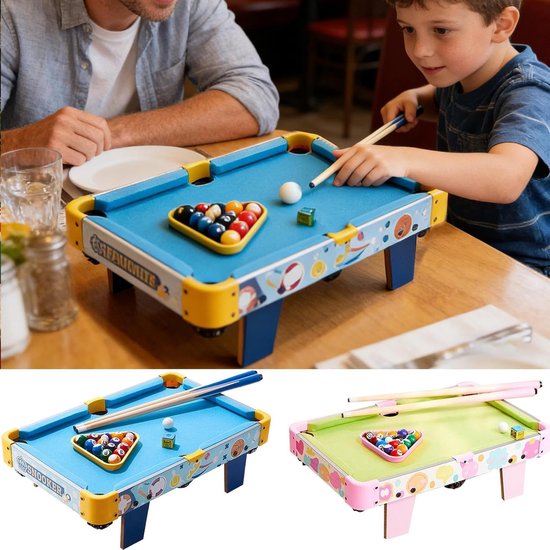 Kleine biljarttafel - Miniatuur pooltafel - Gezinsspel - Opvouwbaar ontwerp - 53.5 x 33.9 x 7.2 cm - Roze — afbeelding 5