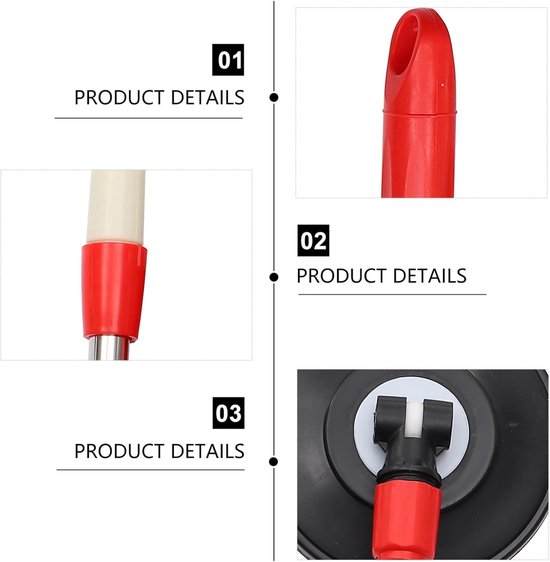 Dweilstok Vervanging - Steel voor Dweil - Grondig Schoonmaken - 360 Graden Draaibaar - 91 x 1 cm - Rood — afbeelding 2