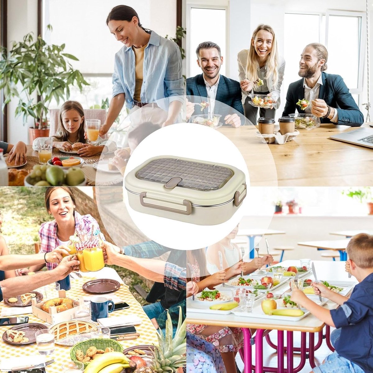 Voedselcontainer Roestvrij Staal - Lunchbox met Lepel - Maaltijden Meenemen - Geïsoleerd Warm Houden - 30x22x10 cm — cadeau in Koken & Dineren - foto 6