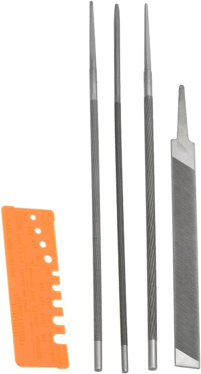 Puntenslijper File Kit met houten handvat dieptemeter en gereedschapstas - Inclusief 5 32 3 16 7 inch vijlen voor slijpbladen draagbare ketting alle kettingzagen