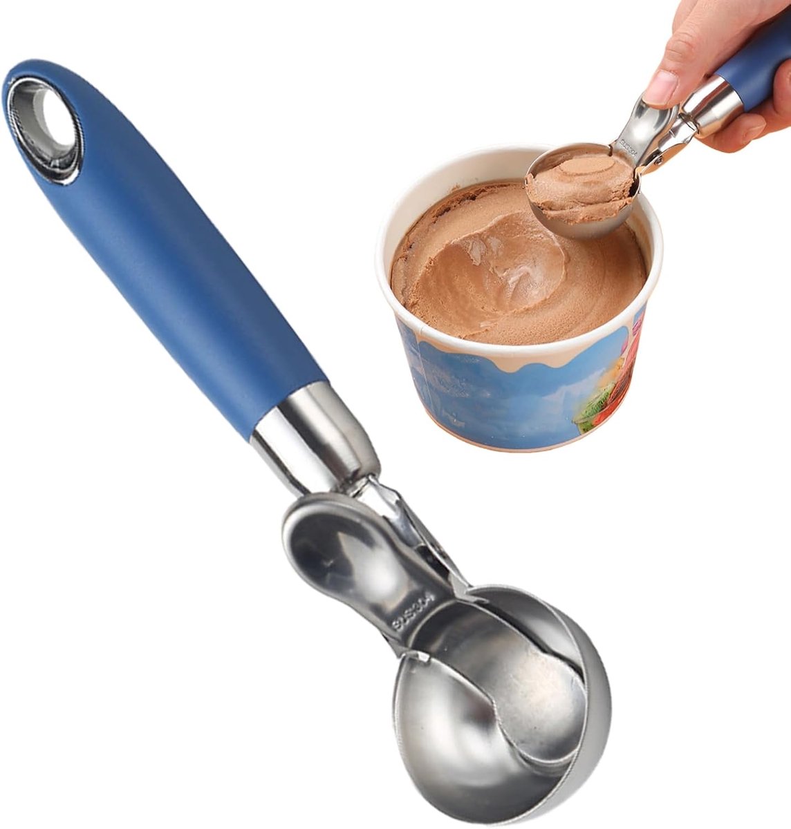 IJsschep - Dessertmaker - Dessertbereiding - Antislip handgreep - 20 cm - Blauw
