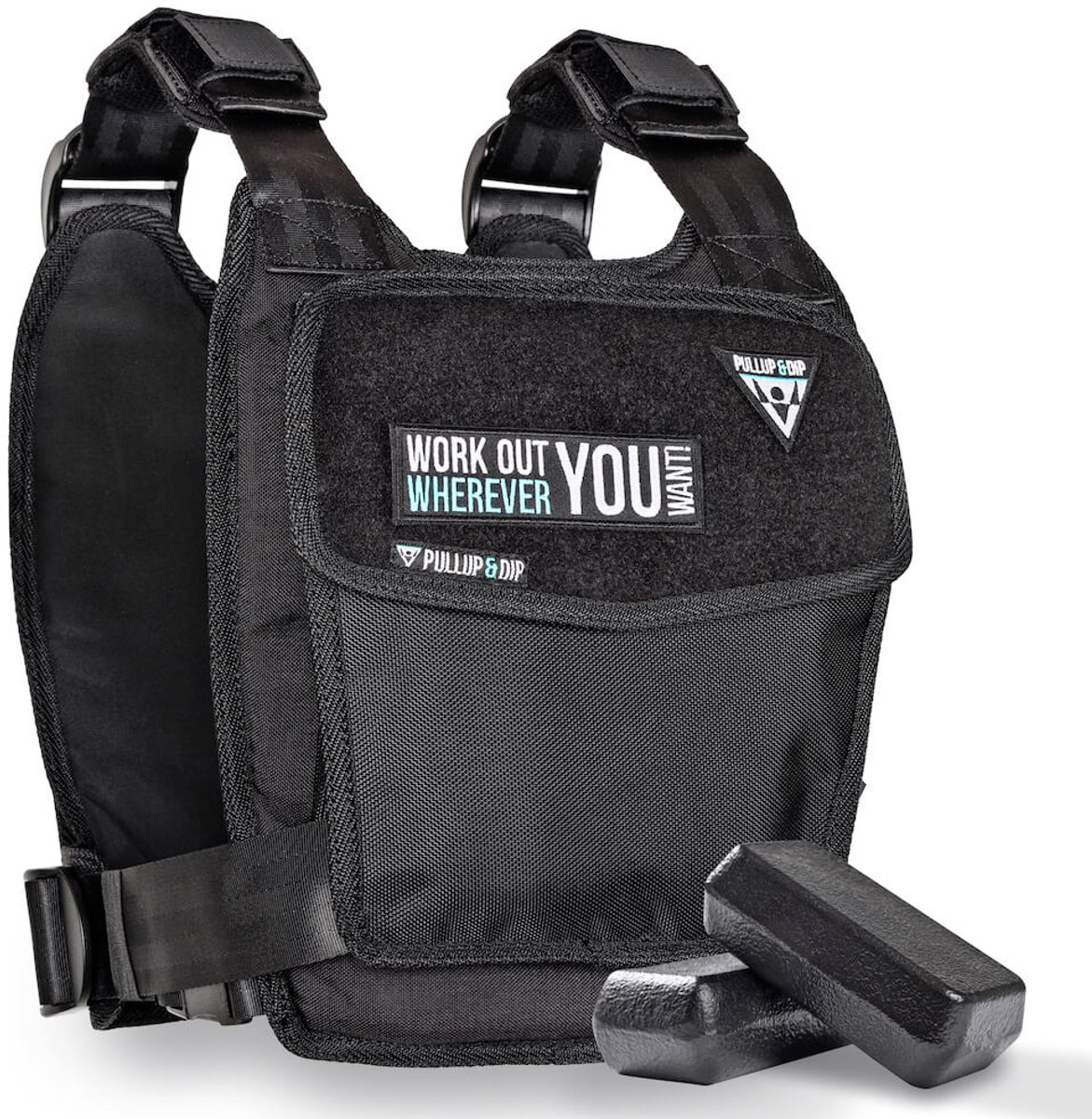 PULLUP & DIP Pro - Verstelbaar Gewichtsvest - 1 tot 15 kg - Modulair Balanssysteem - Inclusief Schouderpads