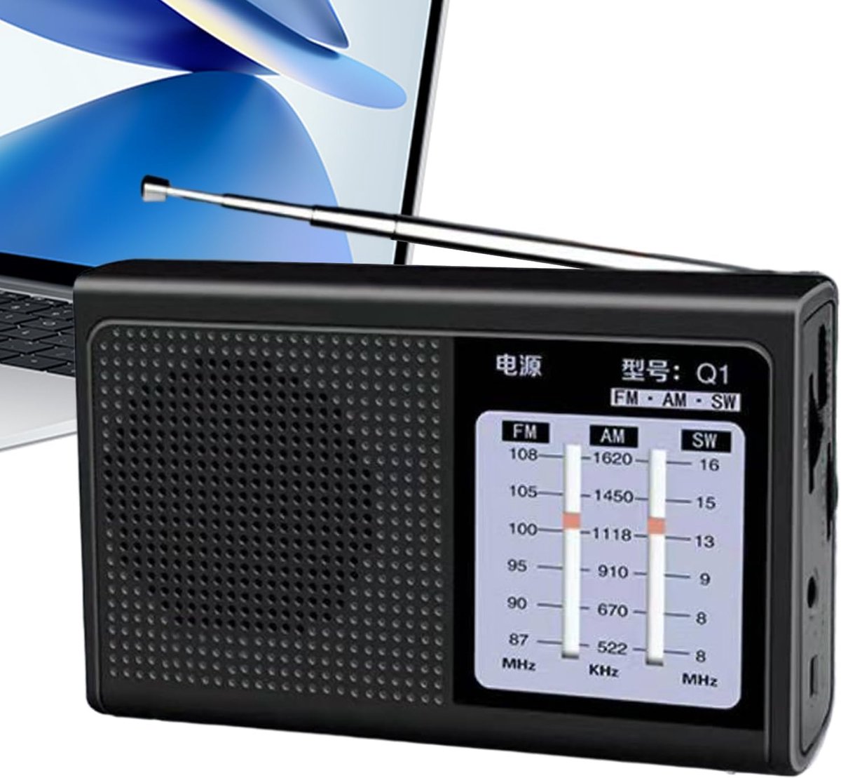 Draagbare Radio - Noodradio Stereo - Kamperen Reizen - Drie Band Ontvangst - 13 x 8 x 3.2cm