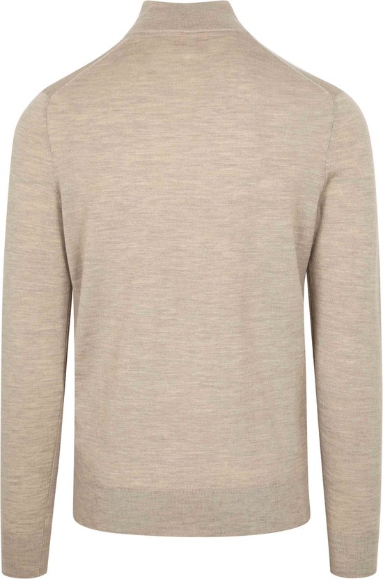 Pull demi- Zip en laine mérinos sable - Taille L - Homme - Pull Skipper - Pull Skipper zippé - Adulte homme
