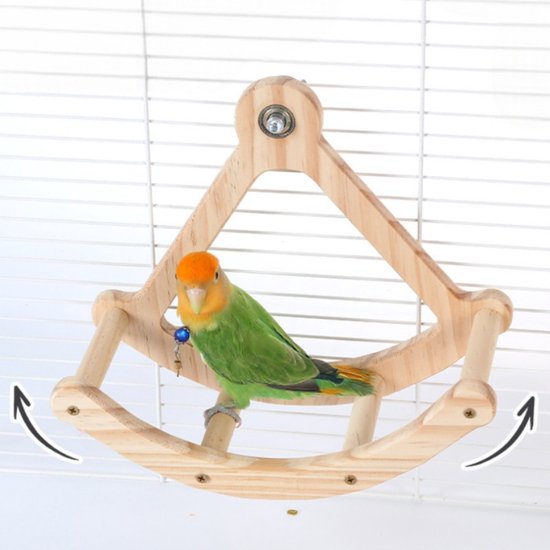 Interactieve vogelschommel - Educatief speelgoed - Houten oefenwiel voor papegaaien en parkieten - Tal van activiteiten en beweging in de vogelkooi