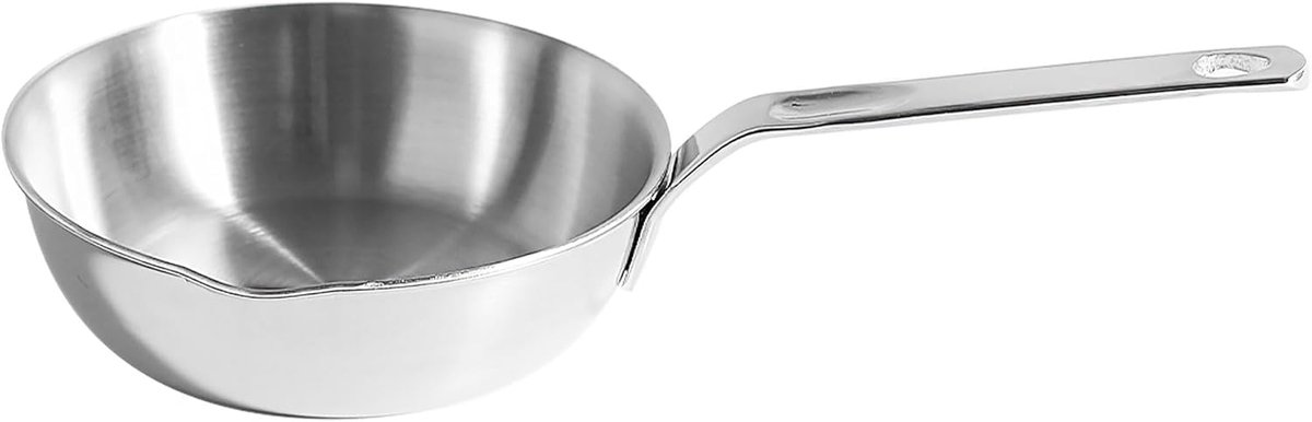 Mini koekenpan/omeletpan van 12 cm, gemaakt van SUS304 roestvrij staal, met schenktuit.