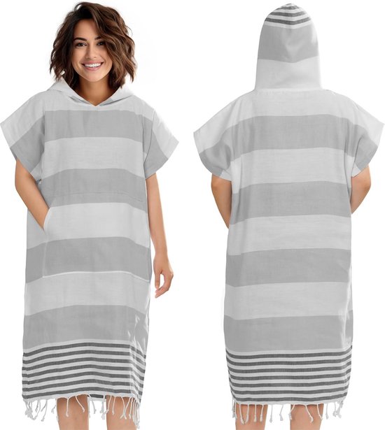 Hammam Poncho met Capuchon - Sneldrogend Sauna Tapijt & Badjas - 100% Katoen - Lichtgewicht & Eenvoudig in Onderhoud