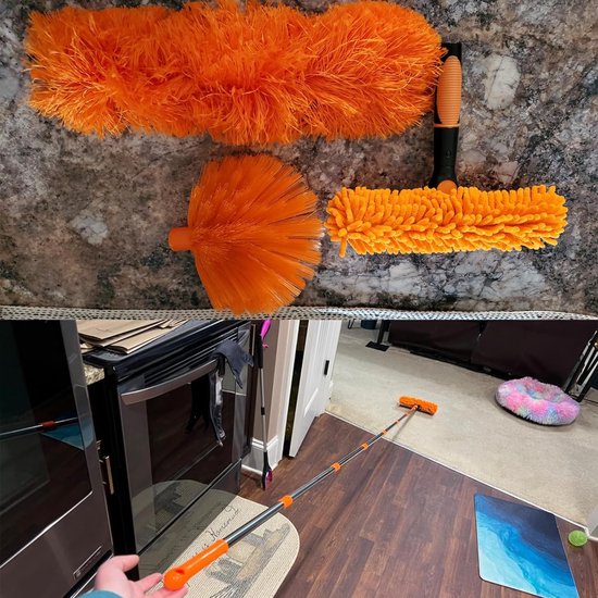 Stoffer met Bereik - Verstelbare Stoffer - Hoge Oppervlakken Reinigen - 2-in-1 Raamset - Tot 4 Meter - Grijs van Merkloos	 — afbeelding 3